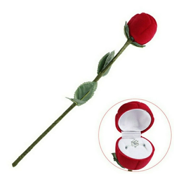 NEW QTY 2!! Rose Ring Box Holder Long Stem Romantic Lovely Ring Engagement - Picture 11 of 12
